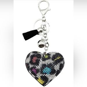 Heart-Shaped Multicolor Leopard Keychain or Bag charm